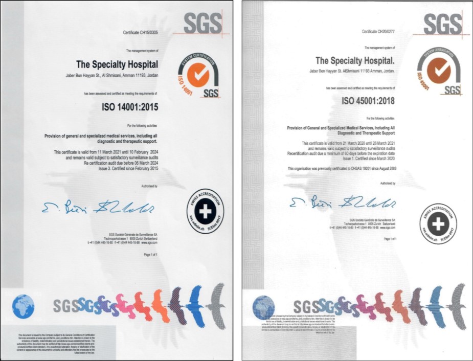 The Specialty Hospital Renews ISO 14001 and ISO 45001 Certificates